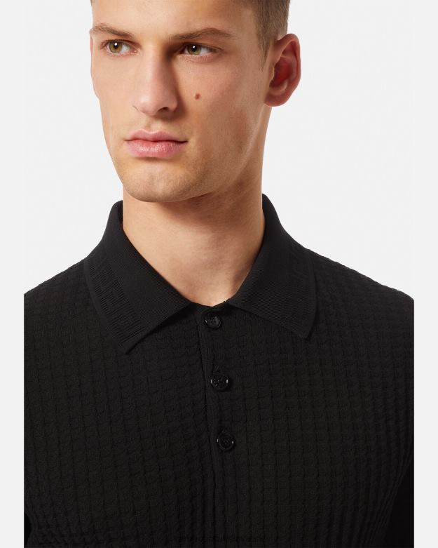 oblečenie X8X8P1337 Versace polokošeľa greca čierna muži