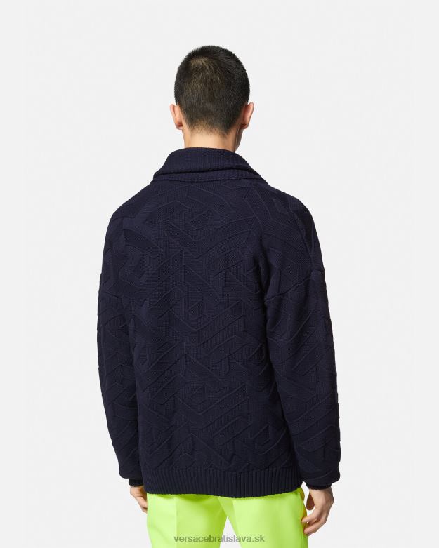 oblečenie X8X8P1343 Versace la grécky pletený sveter Modrá muži
