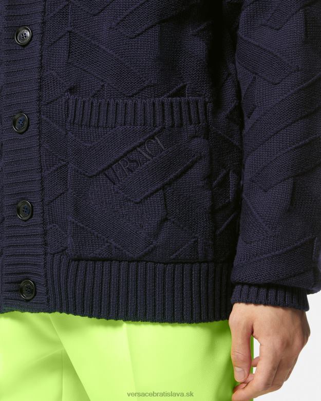 oblečenie X8X8P1343 Versace la grécky pletený sveter Modrá muži