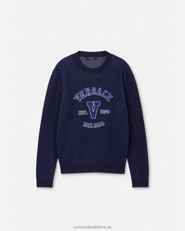 oblečenie X8X8P1349 Versace sveter s logom univerzity Modrá muži
