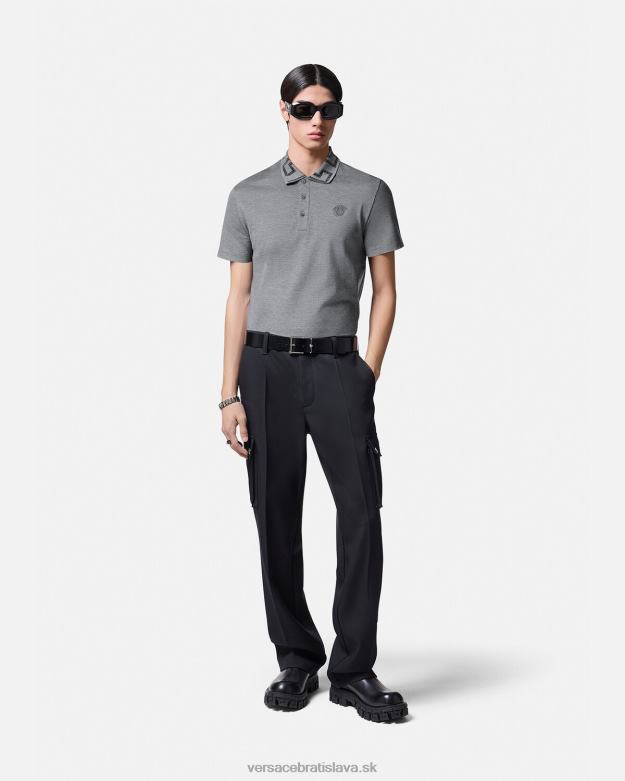 oblečenie X8X8P1358 Versace greca polokošeľa s krátkym rukávom sivá muži