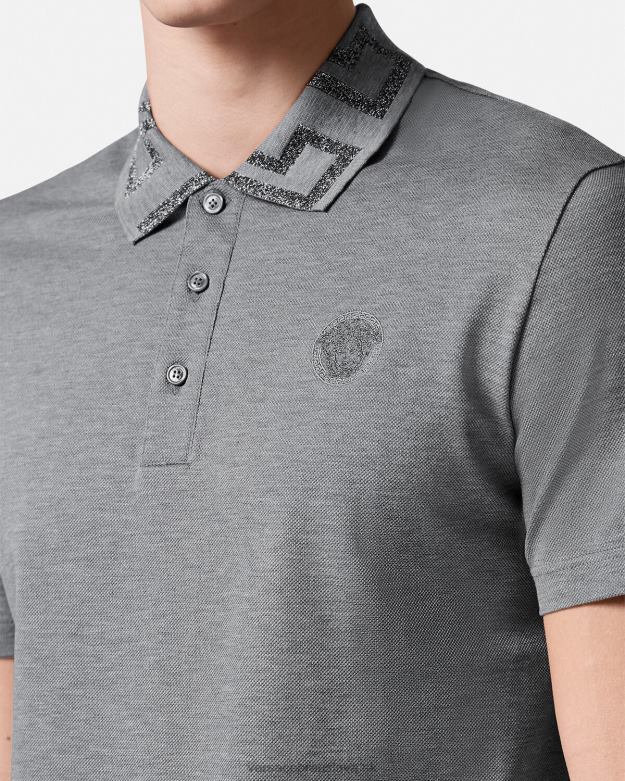 oblečenie X8X8P1358 Versace greca polokošeľa s krátkym rukávom sivá muži