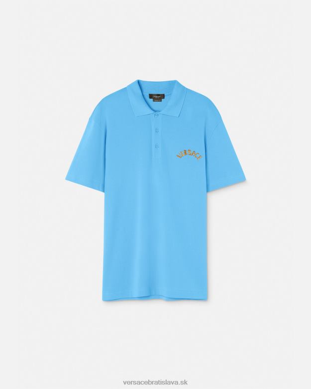 oblečenie X8X8P1362 Versace polokošeľa s barokovým logom mušle svetlo modrá muži