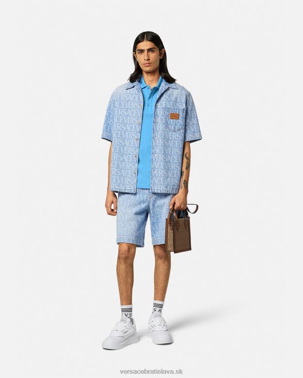 oblečenie X8X8P1362 Versace polokošeľa s barokovým logom mušle svetlo modrá muži