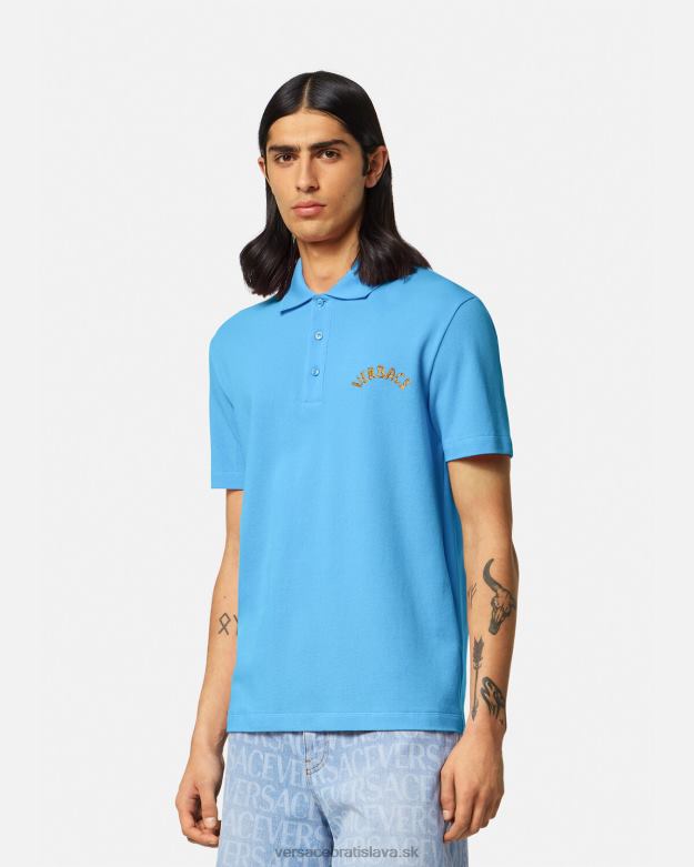 oblečenie X8X8P1362 Versace polokošeľa s barokovým logom mušle svetlo modrá muži