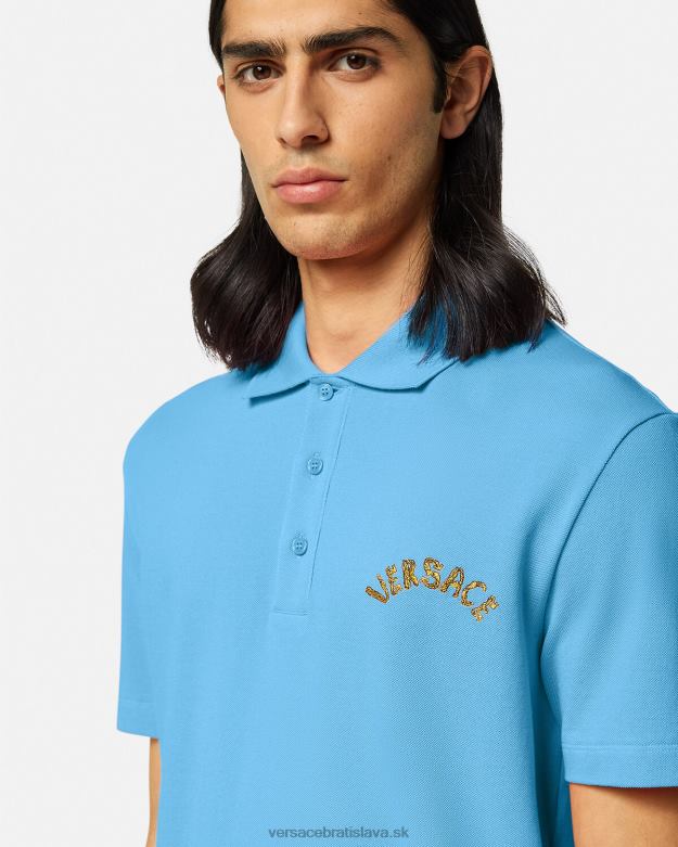 oblečenie X8X8P1362 Versace polokošeľa s barokovým logom mušle svetlo modrá muži
