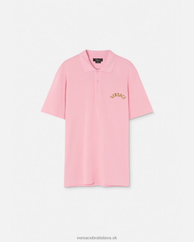 oblečenie X8X8P1365 Versace polokošeľa s barokovým logom mušle Ružová muži