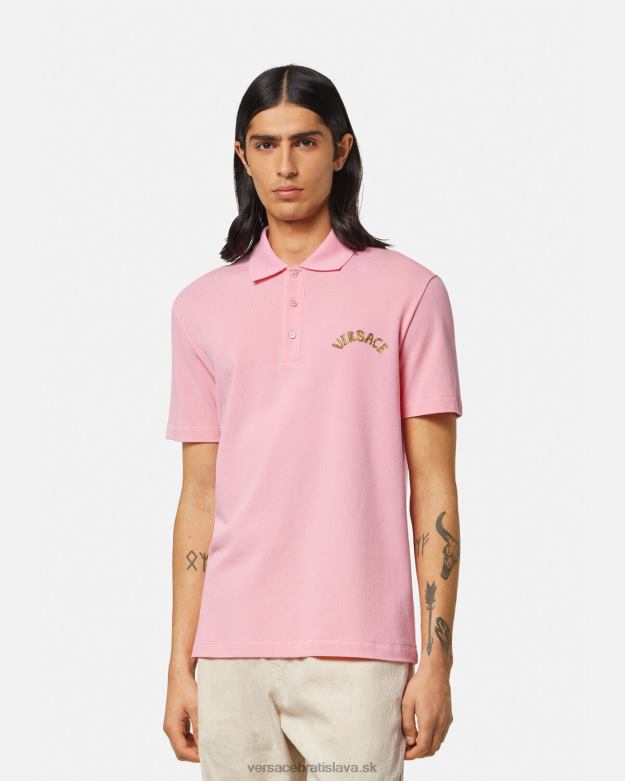 oblečenie X8X8P1365 Versace polokošeľa s barokovým logom mušle Ružová muži