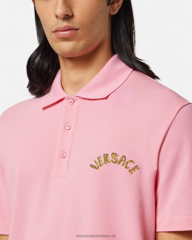 oblečenie X8X8P1365 Versace polokošeľa s barokovým logom mušle Ružová muži