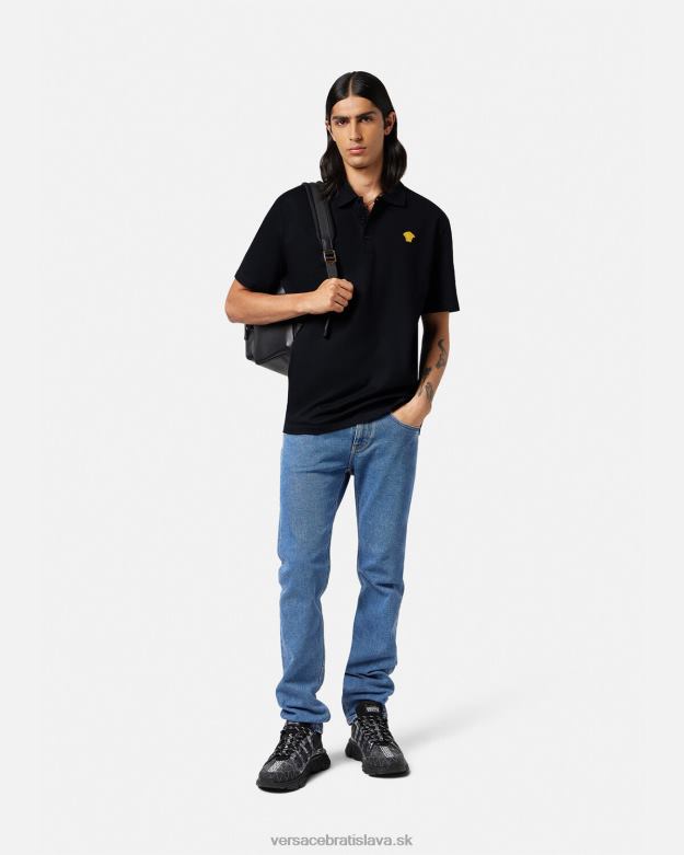 oblečenie X8X8P1373 Versace medúza polokošeľa s krátkym rukávom čierna muži