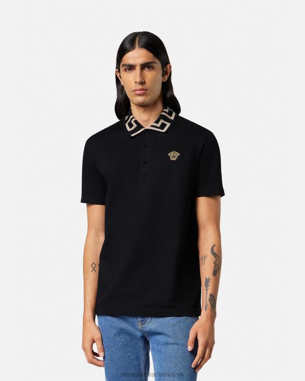 oblečenie X8X8P1375 Versace greca polokošeľa s krátkym rukávom čierna muži