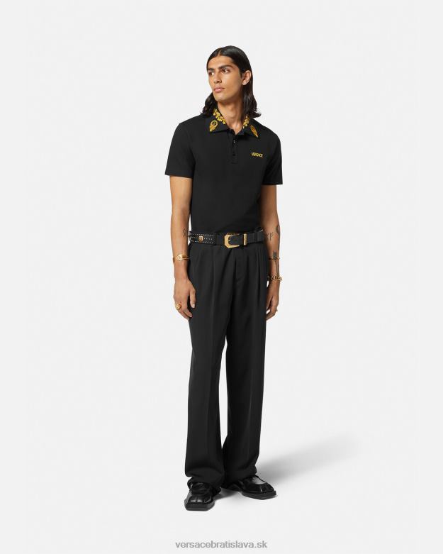 oblečenie X8X8P1389 Versace maschera baroková polokošeľa čierna muži