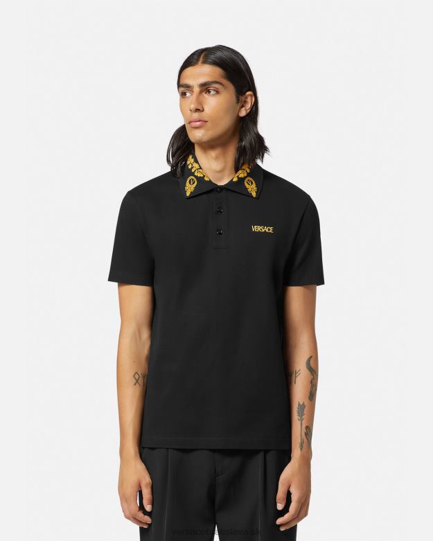 oblečenie X8X8P1389 Versace maschera baroková polokošeľa čierna muži
