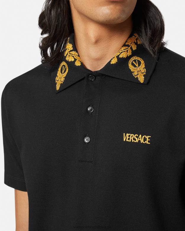oblečenie X8X8P1389 Versace maschera baroková polokošeľa čierna muži