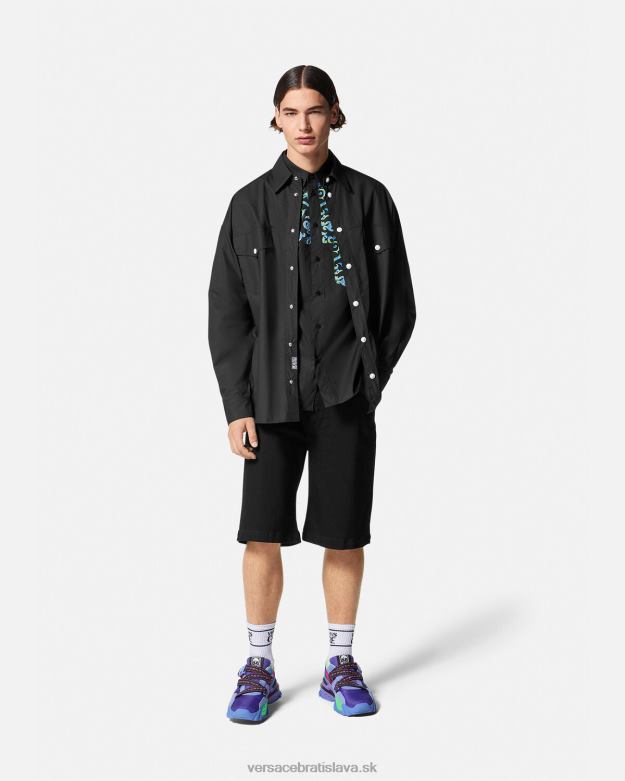 oblečenie X8X8P2375 Versace skica couture košeľa čierna biela muži