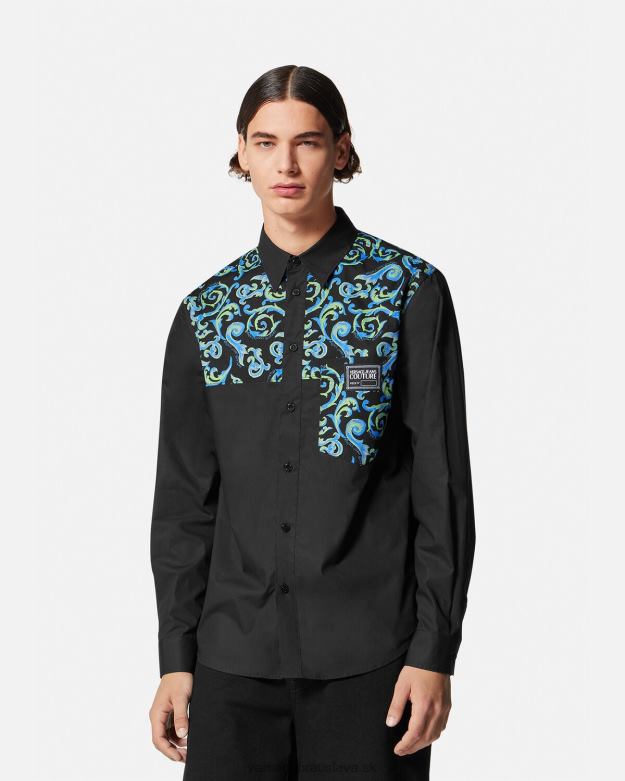 oblečenie X8X8P2375 Versace skica couture košeľa čierna biela muži