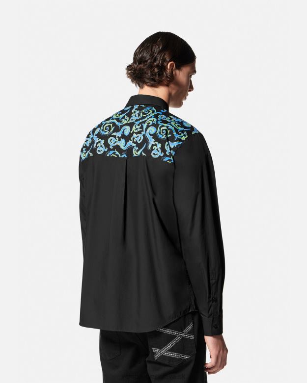 oblečenie X8X8P2375 Versace skica couture košeľa čierna biela muži