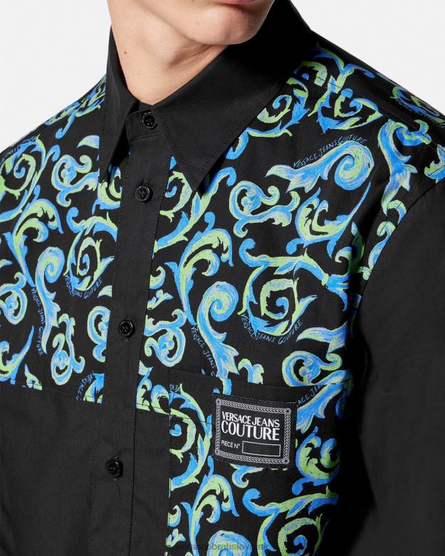 oblečenie X8X8P2375 Versace skica couture košeľa čierna biela muži