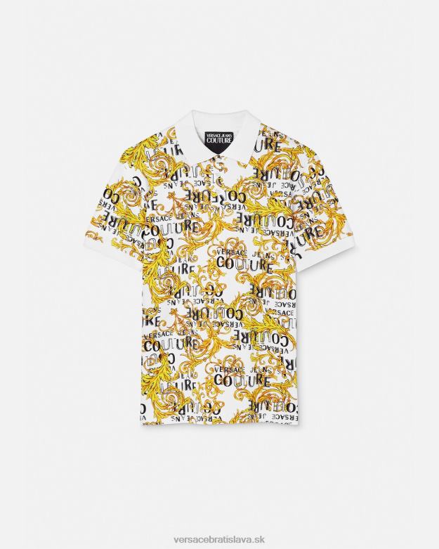 oblečenie X8X8P2390 Versace Polokošeľa s logom couture zlatá a biela muži