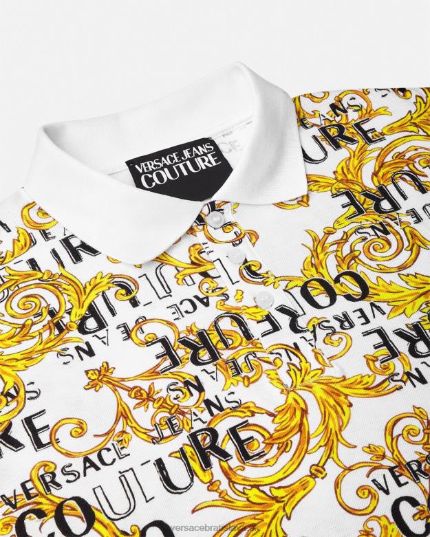 oblečenie X8X8P2390 Versace Polokošeľa s logom couture zlatá a biela muži