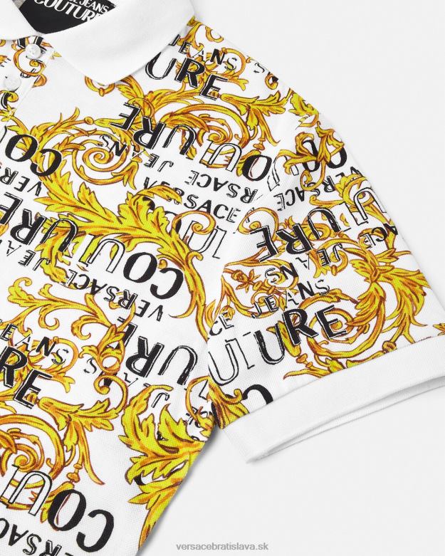 oblečenie X8X8P2390 Versace Polokošeľa s logom couture zlatá a biela muži
