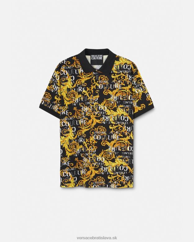 oblečenie X8X8P2391 Versace Polokošeľa s logom couture čierne zlato muži