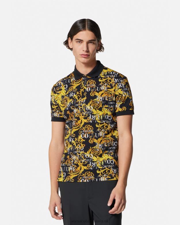 oblečenie X8X8P2391 Versace Polokošeľa s logom couture čierne zlato muži