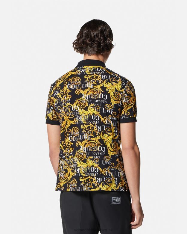 oblečenie X8X8P2391 Versace Polokošeľa s logom couture čierne zlato muži