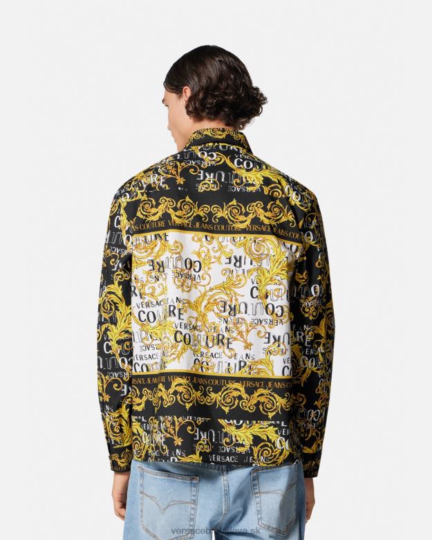 oblečenie X8X8P2393 Versace módna košeľa s logom čierne zlato muži