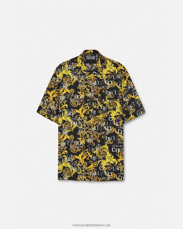 oblečenie X8X8P2394 Versace módna košeľa s logom čierne zlato muži