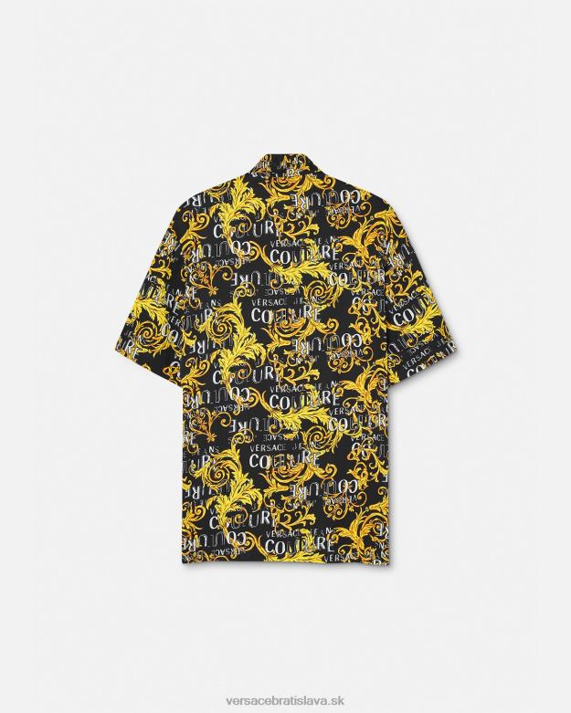 oblečenie X8X8P2394 Versace módna košeľa s logom čierne zlato muži