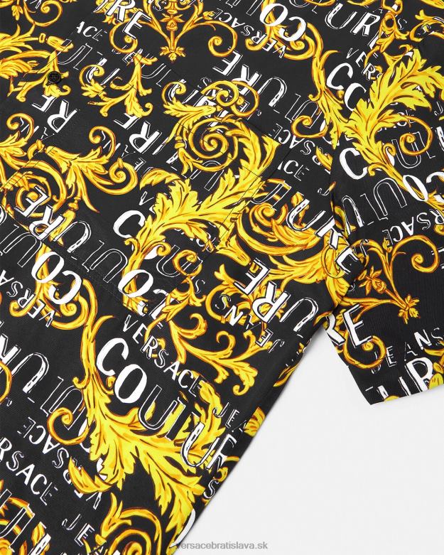 oblečenie X8X8P2394 Versace módna košeľa s logom čierne zlato muži