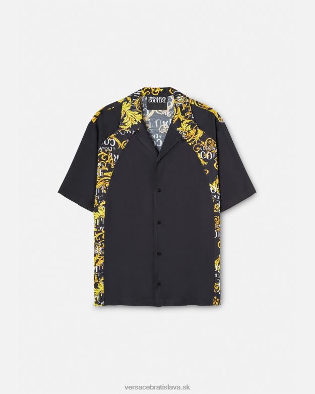 oblečenie X8X8P2395 Versace módna košeľa s logom čierne zlato muži