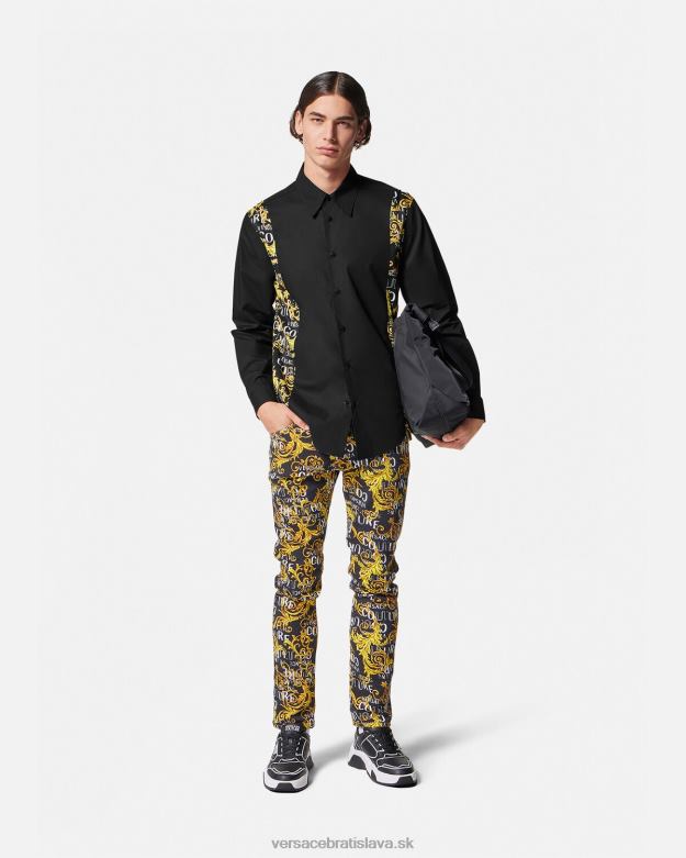 oblečenie X8X8P2397 Versace módna košeľa s logom čierna muži
