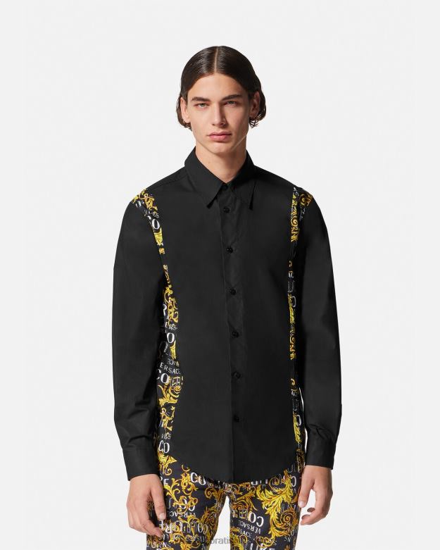 oblečenie X8X8P2397 Versace módna košeľa s logom čierna muži