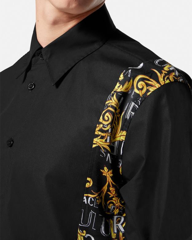 oblečenie X8X8P2397 Versace módna košeľa s logom čierna muži