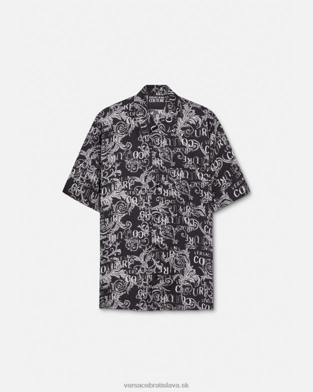 oblečenie X8X8P2398 Versace módna košeľa s logom čierna a tlač muži