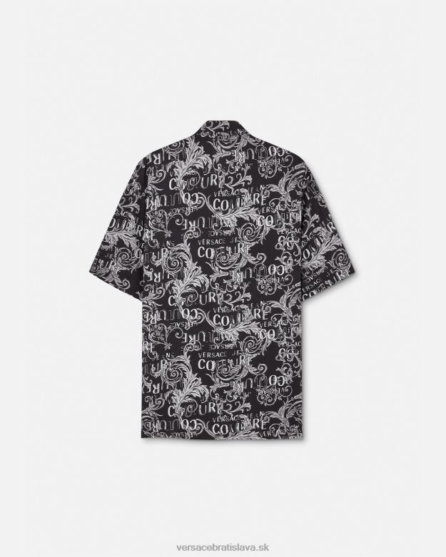 oblečenie X8X8P2398 Versace módna košeľa s logom čierna a tlač muži