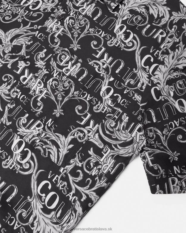 oblečenie X8X8P2398 Versace módna košeľa s logom čierna a tlač muži