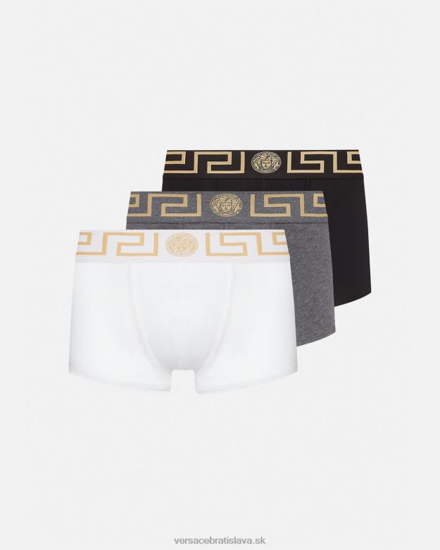 spodná bielizeň a plážové oblečenie X8X8P1751 Versace greca hraničné kufre 3-bal biela & čierna & šedá muži