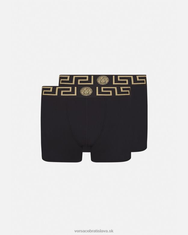 spodná bielizeň a plážové oblečenie X8X8P1761 Versace greca border dlhé kufre 2-bal čierna muži
