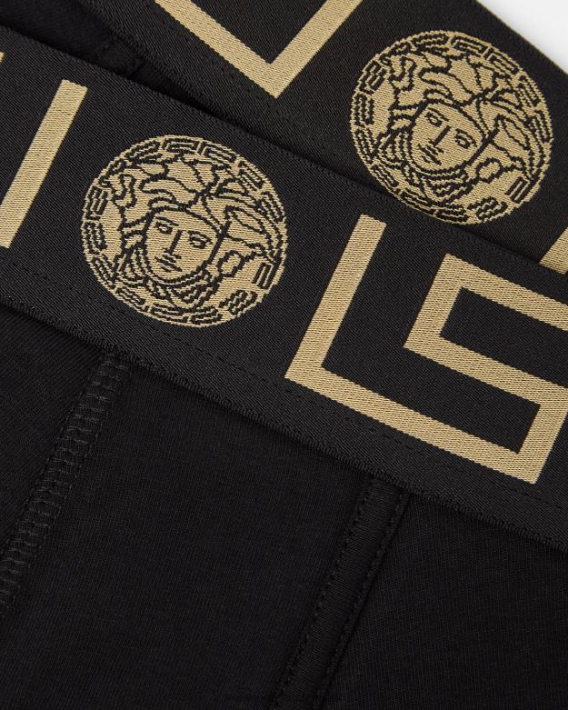 spodná bielizeň a plážové oblečenie X8X8P1761 Versace greca border dlhé kufre 2-bal čierna muži