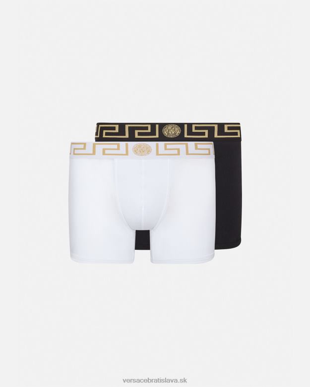 spodná bielizeň a plážové oblečenie X8X8P1763 Versace greca border dlhé kufre 2-bal čierna biela muži