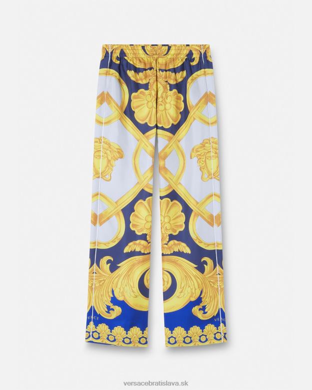 spodná bielizeň a plážové oblečenie X8X8P1740 Versace barocco 660 hodvábne pyžamové nohavičky modrá a zlatá muži