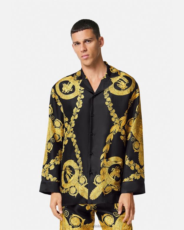 spodná bielizeň a plážové oblečenie X8X8P1741 Versace maschera barokový pyžamový top vytlačiť muži