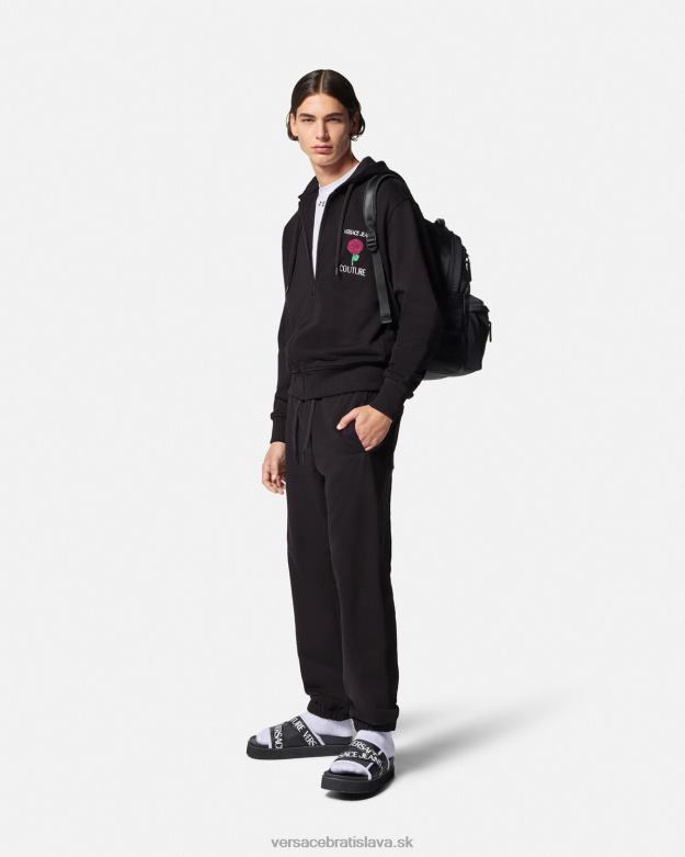 oblečenie X8X8P2381 Versace tepláky s logom ruží čierna muži