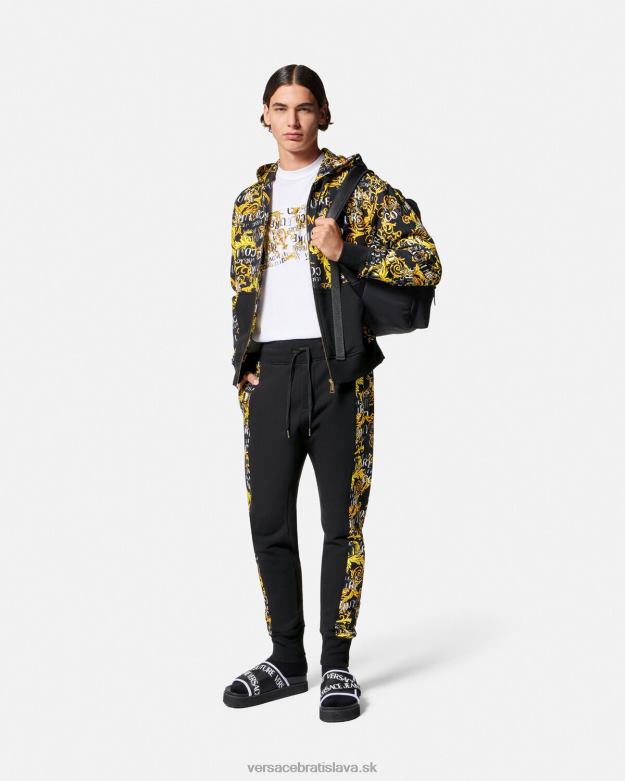 oblečenie X8X8P2427 Versace tepláky s logom couture čierne zlato muži