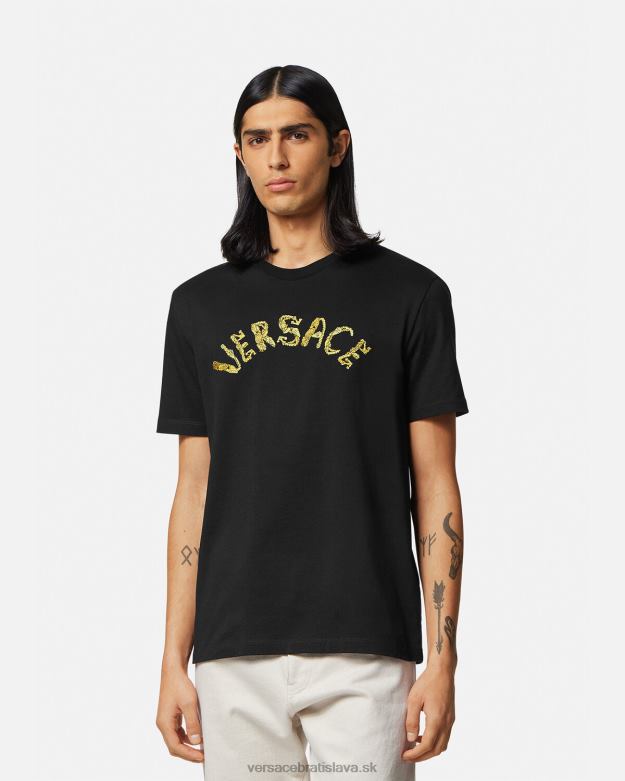 oblečenie X8X8P1359 Versace tričko s barokovým logom mušle čierna muži
