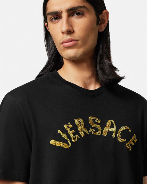 oblečenie X8X8P1359 Versace tričko s barokovým logom mušle čierna muži