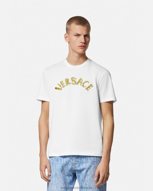 oblečenie X8X8P1360 Versace tričko s barokovým logom mušle biely muži